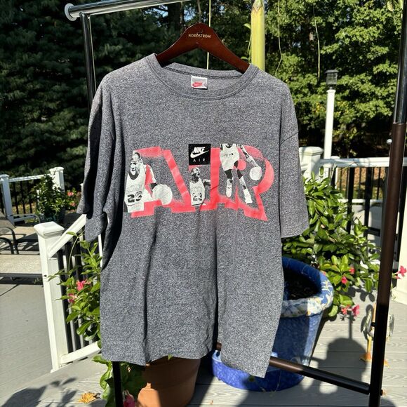 Vintage 90s Nike Air Jordan T Shirt Gray Single Stitch Sz M Made In Canada Bulls